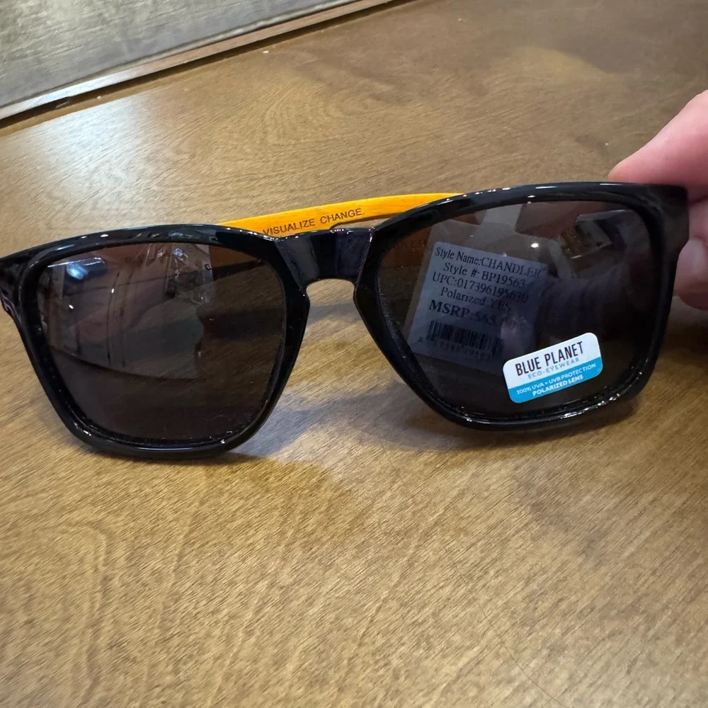 Blue planet eyewear #recycled plastic wood polarized sunglasses NWT unisex
